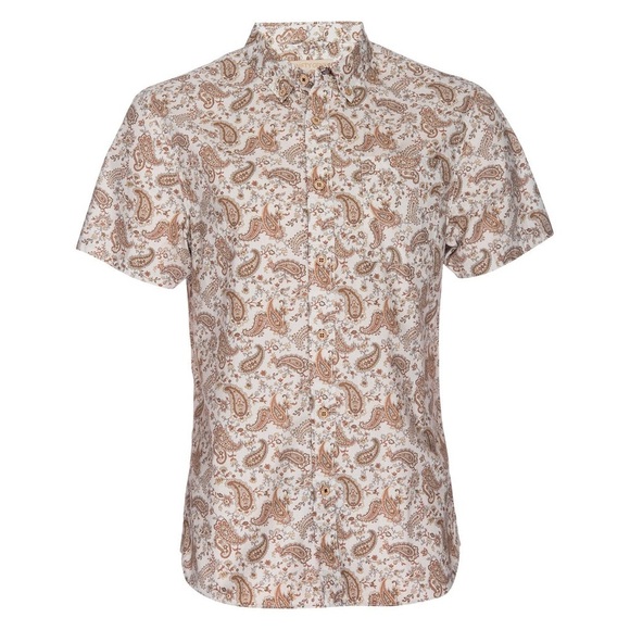 Nifty Genius Truman Shirt Medium Cream Orange Paisley Print Button Front NWT - Picture 3 of 9